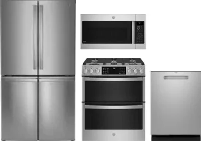 4 Piece Package Includes Refrigerator, Range, Microwave And Dishwasher